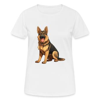 German Shepherd Illustration Herding Dog - Women's Breathable T-Shirt - white - Front - AI Model Female 172 dark (172cm)