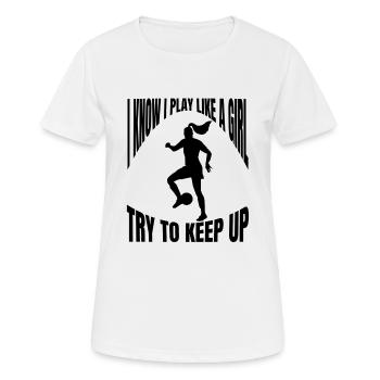 Fußballdesign Fußballmannschaft Fußballspieler - Frauen T-Shirt atmungsaktiv - Weiß - Vorne - AI Model Female 172 dark (172cm)