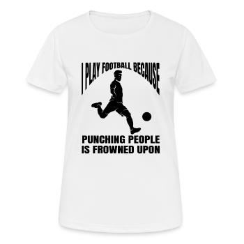 Fußballdesign Fußballspieler Fußballmannschaft - Frauen T-Shirt atmungsaktiv - Weiß - Vorne - AI Model Female 172 dark (172cm)