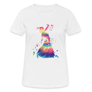 Femme flamenco avec robe flamenco - T-shirt respirant Femme - blanc - Devant - AI Model Female 172 dark (172cm)