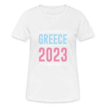 Grèce 2023 - T-shirt respirant Femme - blanc - Devant - AI Model Female 172 dark (172cm)