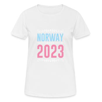 Norway 2023 - Frauen T-Shirt atmungsaktiv - Weiß - Vorne - AI Model Female 172 dark (172cm)