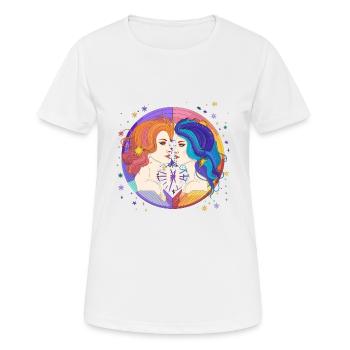 Tierkreiszeichen - Zwei Menschen - Zwillinge - Frauen T-Shirt atmungsaktiv - Weiß - Vorne - AI Model Female 172 dark (172cm)