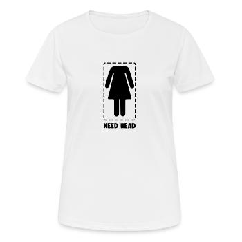 Drôle Besoin de blague de tête Femme sans tête Gag Humour - T-shirt respirant Femme - blanc - Devant - AI Model Female 172 dark (172cm)