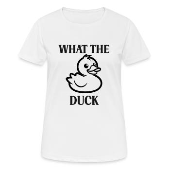 What the duck - T-shirt respirant Femme - blanc - Devant - AI Model Female 172 dark (172cm)