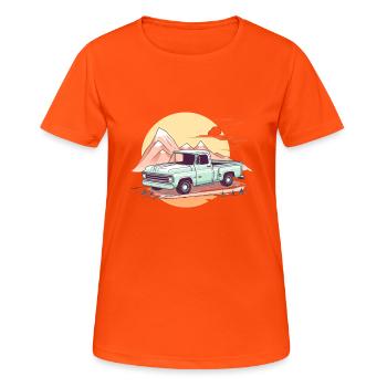LKW Vintage Old Classic School Amerikanischer Pickup - Frauen T-Shirt atmungsaktiv - Neonorange - Vorne - AI Model Female 172 dark (172cm)