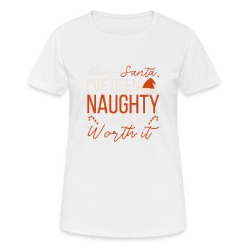 Lieber Weihnachtsmann, ich war ungezogen - Frauen T-Shirt atmungsaktiv - Weiß - Vorne - AI Model Female 172 dark (172cm)