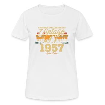 Vintage 1957 Geburtstagsgeschenk - Frauen T-Shirt atmungsaktiv - Weiß - Vorne - AI Model Female 172 dark (172cm)