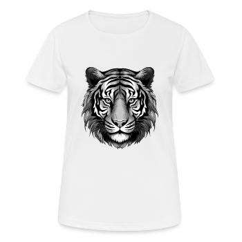 Tiger Portrait - Frauen T-Shirt atmungsaktiv - Weiß - Vorne - AI Model Female 172 dark (172cm)