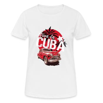 Viva la Cuba - Cuban car, Holyday T-Shirt - Frauen T-Shirt atmungsaktiv - Weiß - Vorne - AI Model Female 172 dark (172cm)
