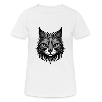 Tête de portrait de chat - T-shirt respirant Femme - blanc - Devant - AI Model Female 172 dark (172cm)