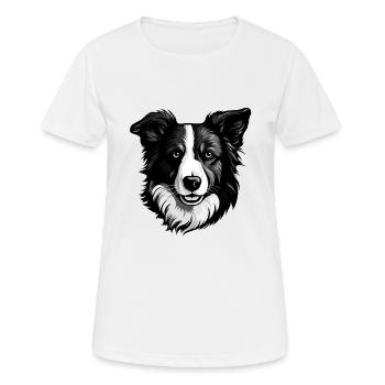 Border Collie Dog Portrait - Women's Breathable T-Shirt - white - Front - AI Model Female 172 dark (172cm)