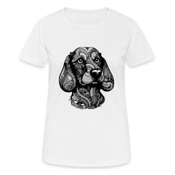 Teckel Portrait de chien teckel - T-shirt respirant Femme - blanc - Devant - AI Model Female 172 dark (172cm)