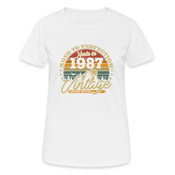 Vintage Geburtstagsgeschenk 1987 - Frauen T-Shirt atmungsaktiv - Weiß - Vorne - AI Model Female 172 dark (172cm)