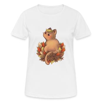 Cat playing in the pile of leaves - Women's Breathable T-Shirt - white - Front - AI Model Female 172 dark (172cm)