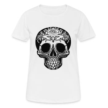 Tête de mort - T-shirt respirant Femme - blanc - Devant - AI Model Female 172 dark (172cm)