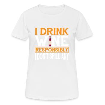 Je bois du vin de manière responsable, je n’en renverse pas 3 - T-shirt respirant Femme - blanc - Devant - AI Model Female 172 dark (172cm)