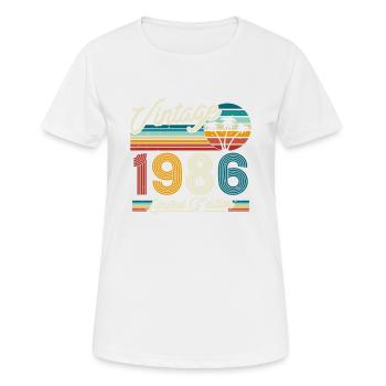 Vintage 1986 Geburtstagsgeschenk - Frauen T-Shirt atmungsaktiv - Weiß - Vorne - AI Model Female 172 dark (172cm)