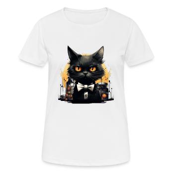 Halloween Katze gruselig - Frauen T-Shirt atmungsaktiv - Weiß - Vorne - AI Model Female 172 dark (172cm)