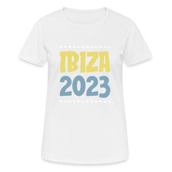 Ibiza 2023 - Frauen T-Shirt atmungsaktiv - Weiß - Vorne - AI Model Female 172 dark (172cm)