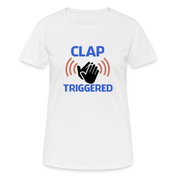Clap Déclenché Gag Comédien Funny Prank Joke Cool - T-shirt respirant Femme - blanc - Devant - AI Model Female 172 dark (172cm)