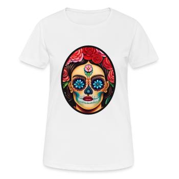 Dia de los Muortos - Jour des morts - T-shirt respirant Femme - blanc - Devant - AI Model Female 172 dark (172cm)