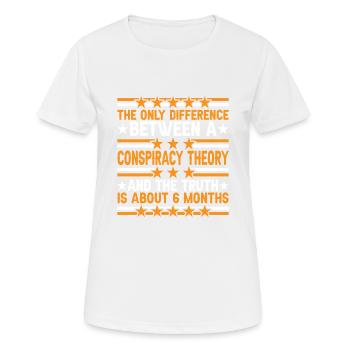 The Only Difference Between A Conspiracy Theory 15 - Frauen T-Shirt atmungsaktiv - Weiß - Vorne - AI Model Female 172 dark (172cm)