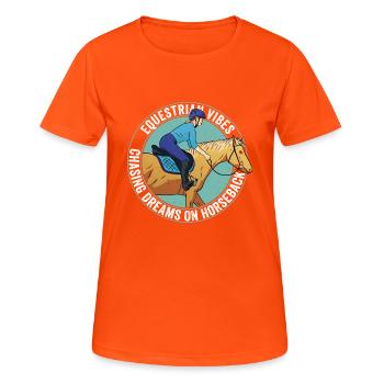 Equestrian Vibes, Chasing Dreams On Horseback. Rid - Women's Breathable T-Shirt - neon orange - Front - AI Model Female 172 dark (172cm)