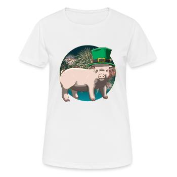 Cochon chanceux Réveillon du Nouvel An Jour de l’An - T-shirt respirant Femme - blanc - Devant - AI Model Female 172 dark (172cm)