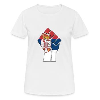Serbien-Flagge Serbischer Landstolz Einheimische Abstammung - Frauen T-Shirt atmungsaktiv - Weiß - Vorne - AI Model Female 172 dark (172cm)