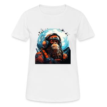 Outer Space Ape - Affe in die Galaxie Space Monkey - Frauen T-Shirt atmungsaktiv - Weiß - Vorne - AI Model Female 172 dark (172cm)