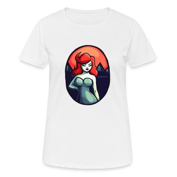 Japans Rote Sonne und Dame in sündiger Pose - Frauen T-Shirt atmungsaktiv - Weiß - Vorne - AI Model Female 172 dark (172cm)