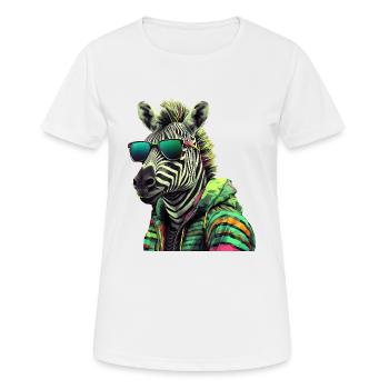 Zebra mit Sonnenbrille Bunt Coole Zebras Afrika - Frauen T-Shirt atmungsaktiv - Weiß - Vorne - AI Model Female 172 dark (172cm)