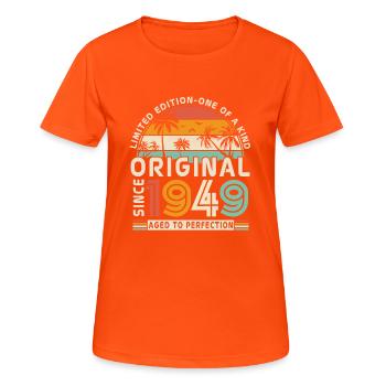 1949 Vintage Geburtstagsjuwel - Frauen T-Shirt atmungsaktiv - Neonorange - Vorne - AI Model Female 172 dark (172cm)
