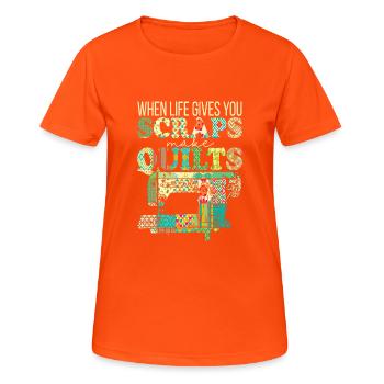 Quand la vie vous donne des restes Faire des courtepointes - T-shirt respirant Femme - orange néon - Devant - AI Model Female 172 dark (172cm)