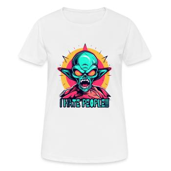 Ein wütendes grünes Alien - Frauen T-Shirt atmungsaktiv - Weiß - Vorne - AI Model Female 172 dark (172cm)