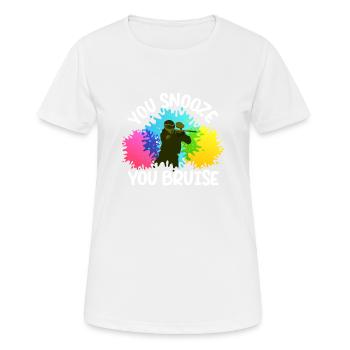 Sie Snooze Sie Prellung lustig Paintball Baller - Frauen T-Shirt atmungsaktiv - Weiß - Vorne - AI Model Female 172 dark (172cm)