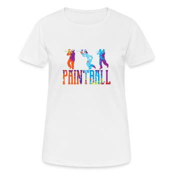 Cool Retro Paintball Player Splatter Paintball - Women's Breathable T-Shirt - white - Front - AI Model Female 172 dark (172cm)