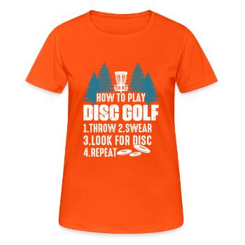 Comment jouer Disc Golf Disc Golf Frisbee - T-shirt respirant Femme - orange néon - Devant - AI Model Female 172 dark (172cm)