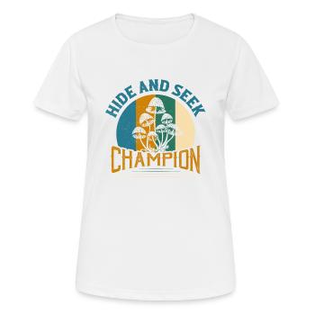 Mycologue champignon champion de cache-cache - T-shirt respirant Femme - blanc - Devant - AI Model Female 172 dark (172cm)