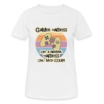 T-shirt de serveuse gamer, T-shirt de serveur, barman - T-shirt respirant Femme - blanc - Devant - AI Model Female 172 dark (172cm)