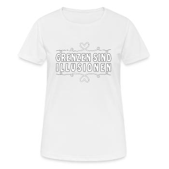 GRENZEN SIND ILLUSIONEN - Frauen T-Shirt atmungsaktiv - Weiß - Vorne - AI Model Female 172 dark (172cm)