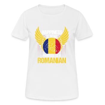 Le bonheur, c’est d’être marié à un patriote roumain - T-shirt respirant Femme - blanc - Devant - AI Model Female 172 dark (172cm)