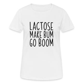 Lactose Make Bum Go Boom Vegan Cheese Humor Dairy - Women's Breathable T-Shirt - white - Front - AI Model Female 172 dark (172cm)