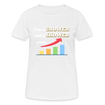 Je suis un CULTIVATEUR, pas une DOUCHE - mon Portfolio - T-shirt respirant Femme - blanc - Devant - AI Model Female 172 dark (172cm)