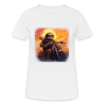 Funny sloth with sunglasses on motorcycle - Women's Breathable T-Shirt - white - Front - AI Model Female 172 dark (172cm)