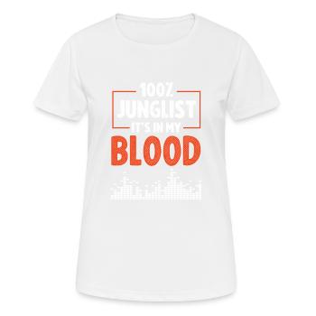 100% junglist - Frauen T-Shirt atmungsaktiv - Weiß - Vorne - AI Model Female 172 dark (172cm)