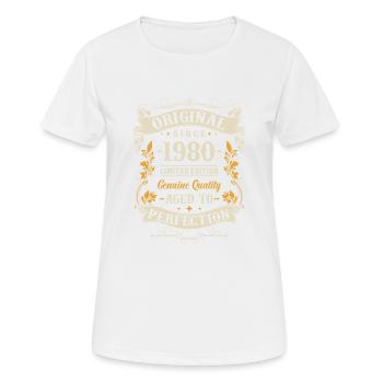 1980 Geburtstagsklassiker - Frauen T-Shirt atmungsaktiv - Weiß - Vorne - AI Model Female 172 dark (172cm)