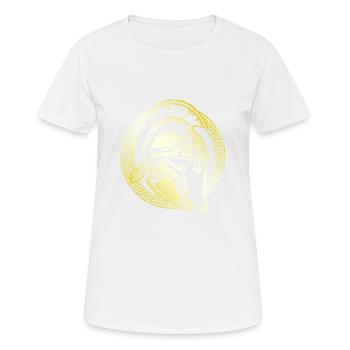 Casque Spartan Symbole d’or Gladiateur guerrier - T-shirt respirant Femme - blanc - Devant - AI Model Female 172 dark (172cm)