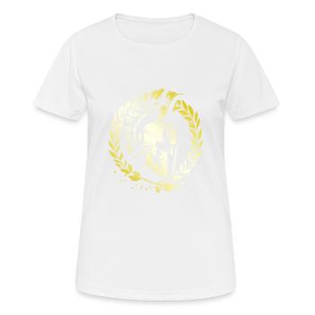 Casque Spartan Gold Workout Gladiator Gym - T-shirt respirant Femme - blanc - Devant - AI Model Female 172 dark (172cm)